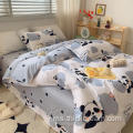 Set Bat Kotak Lembaran Panda Banting Tempat Tidur Set Bantal